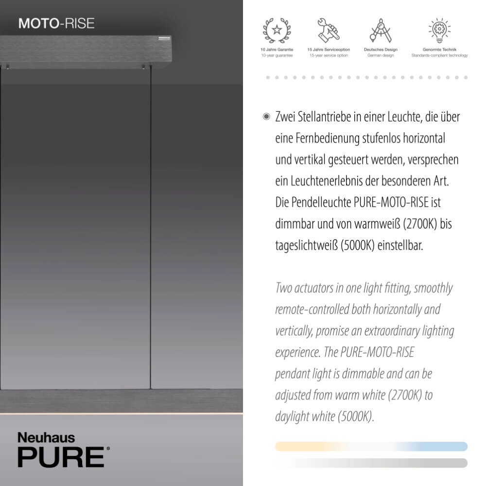 Lampe suspendue design Pure Moto-Rise gris Paul Neuhaus 4012248366653