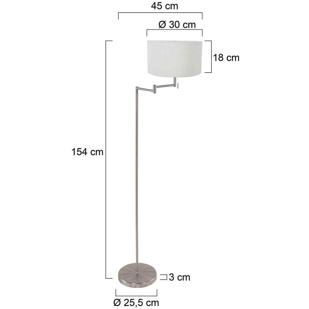 Lampadaire Bella Métal avec abat-jour blanc Steinhauer 8712746174526