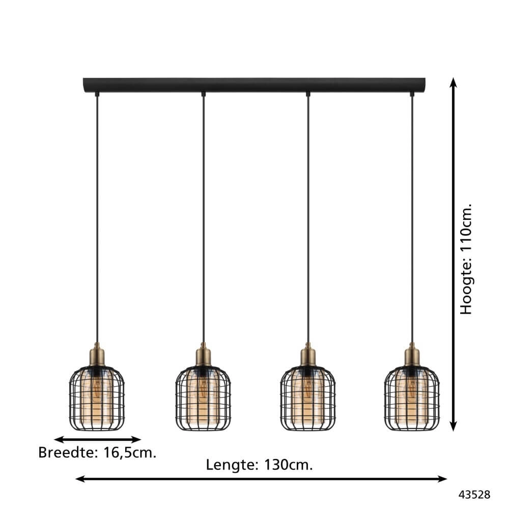 Lampe suspendue pour salle à manger Chisle avec verre ambré Eglo 9002759435288