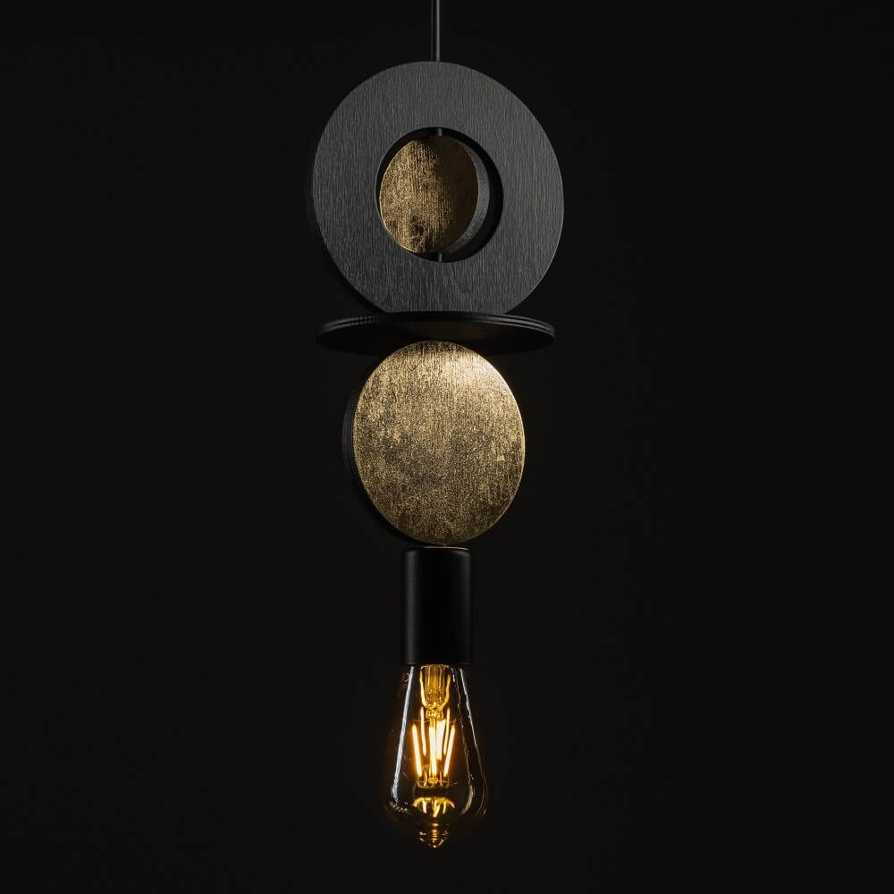 Suspension design Drops Wood E 1 lumière noire Lyora 5903139111775