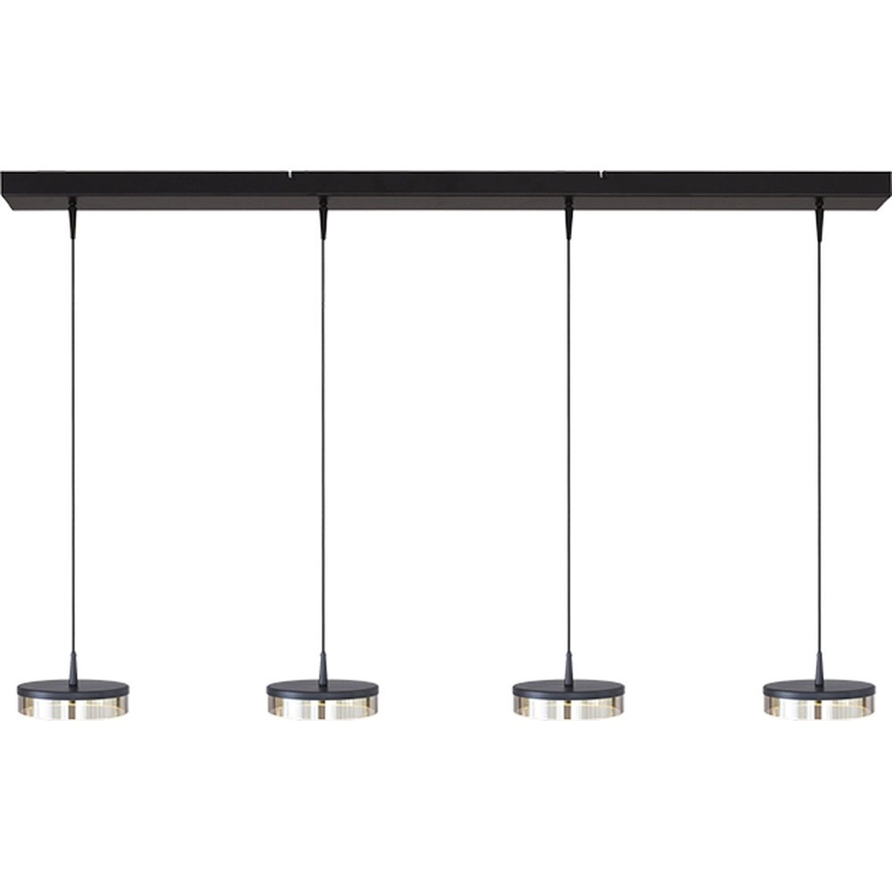 Lampe suspendue à 4 lumières Imperia Nickel noir de 130 cm
