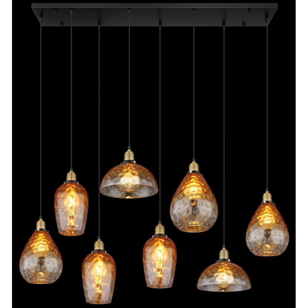 Suspension 8 lumières Salvy Nid d’abeille en verre ambré Globo 9007371448609