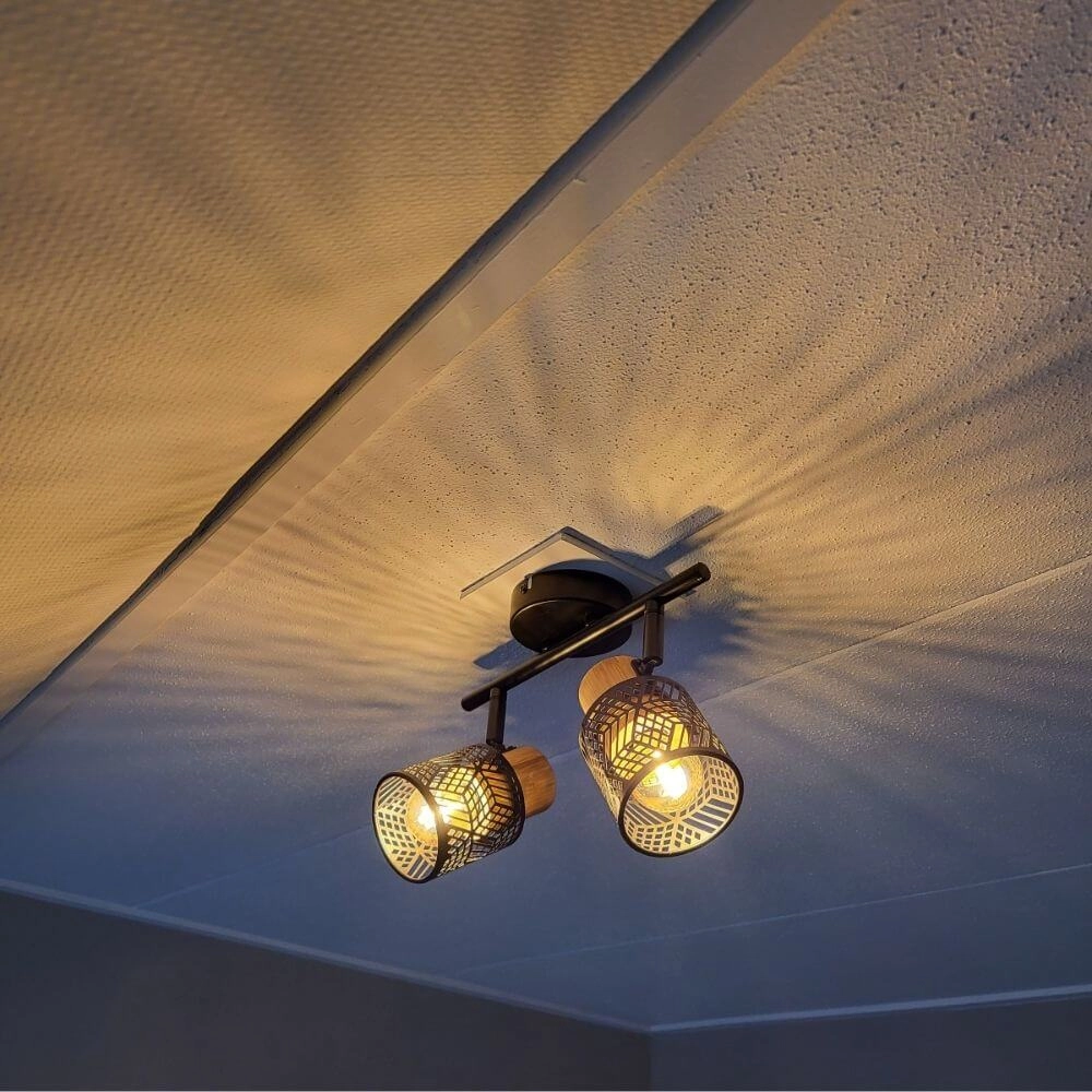 Taches Santy 2 lumières noir avec bois Brilliant 4004353391040