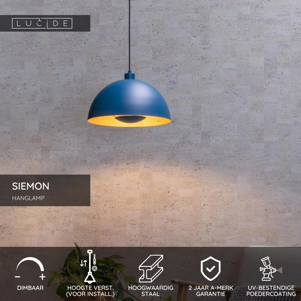 Lampe pendante de conception Siemon bleu Lucide 5411212451767