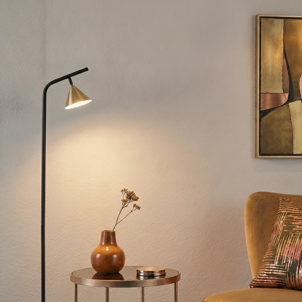 Lampadaire Conico noir avec or