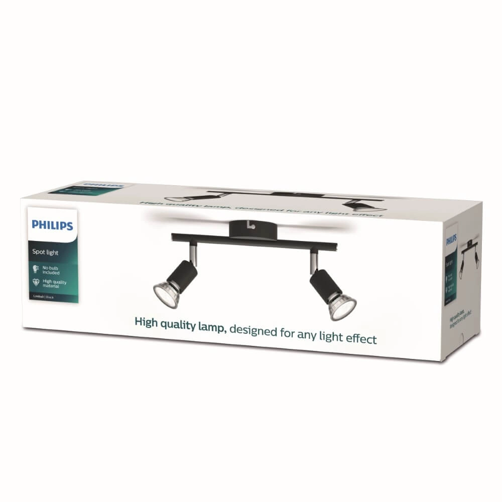 Spot de plafond noir Limbali 2x GU10 Philips 8719514465237
