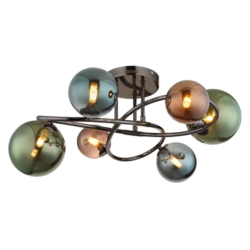 Plafonnier noir Riha Verre coloré 6 lumières Plafonnier noir Riha Verre coloré 6 lumières