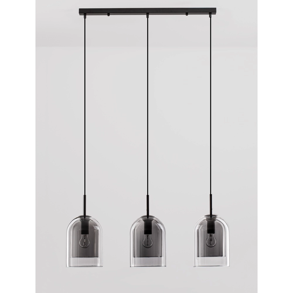 Suspension Velor 3 lumières noir droit Lyora 5212017431196