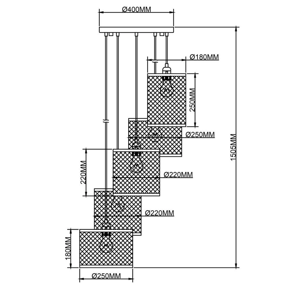 Lampe en maille vide Maze 5 casquettes Brilliant 4004353411533