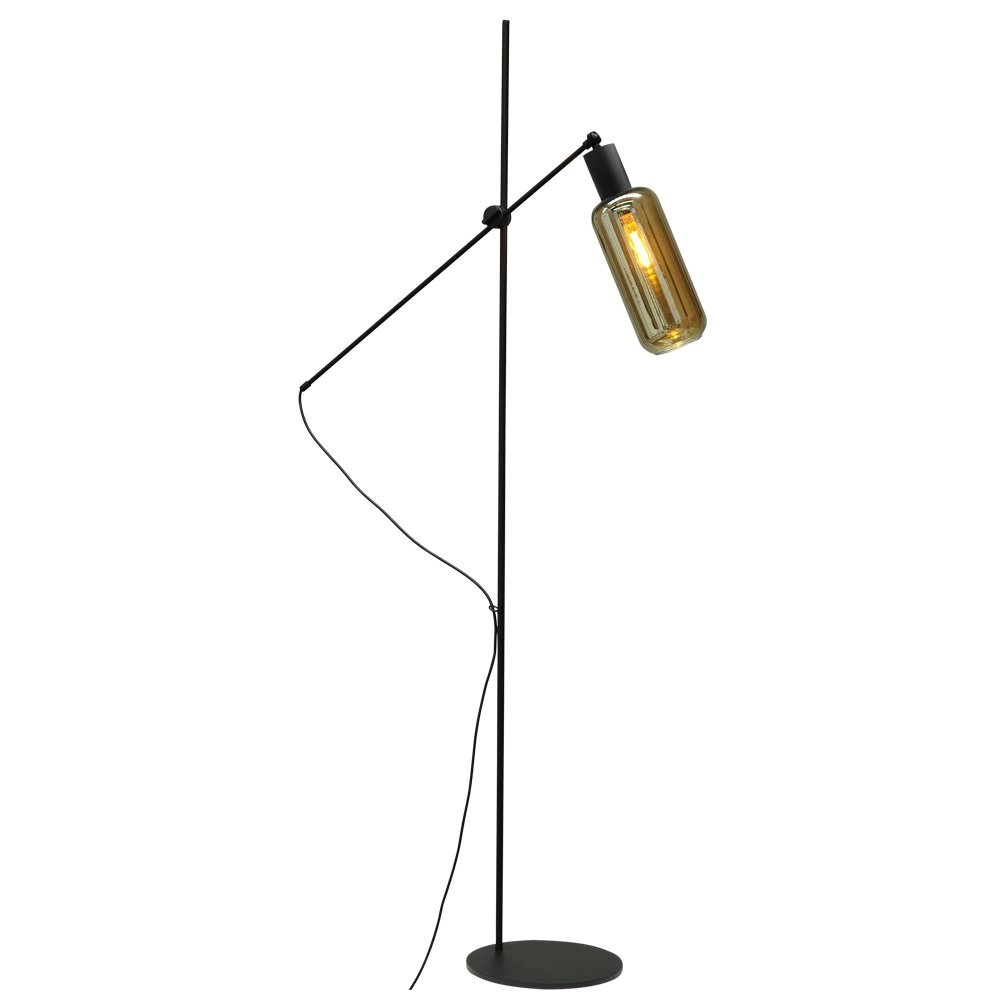 Lampadaire noir Bounty réglable avec verre cylindrique