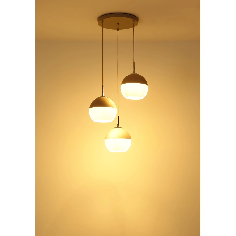 Suspension 3 lumières Ragusa rond sable brun Globo 9007371575787