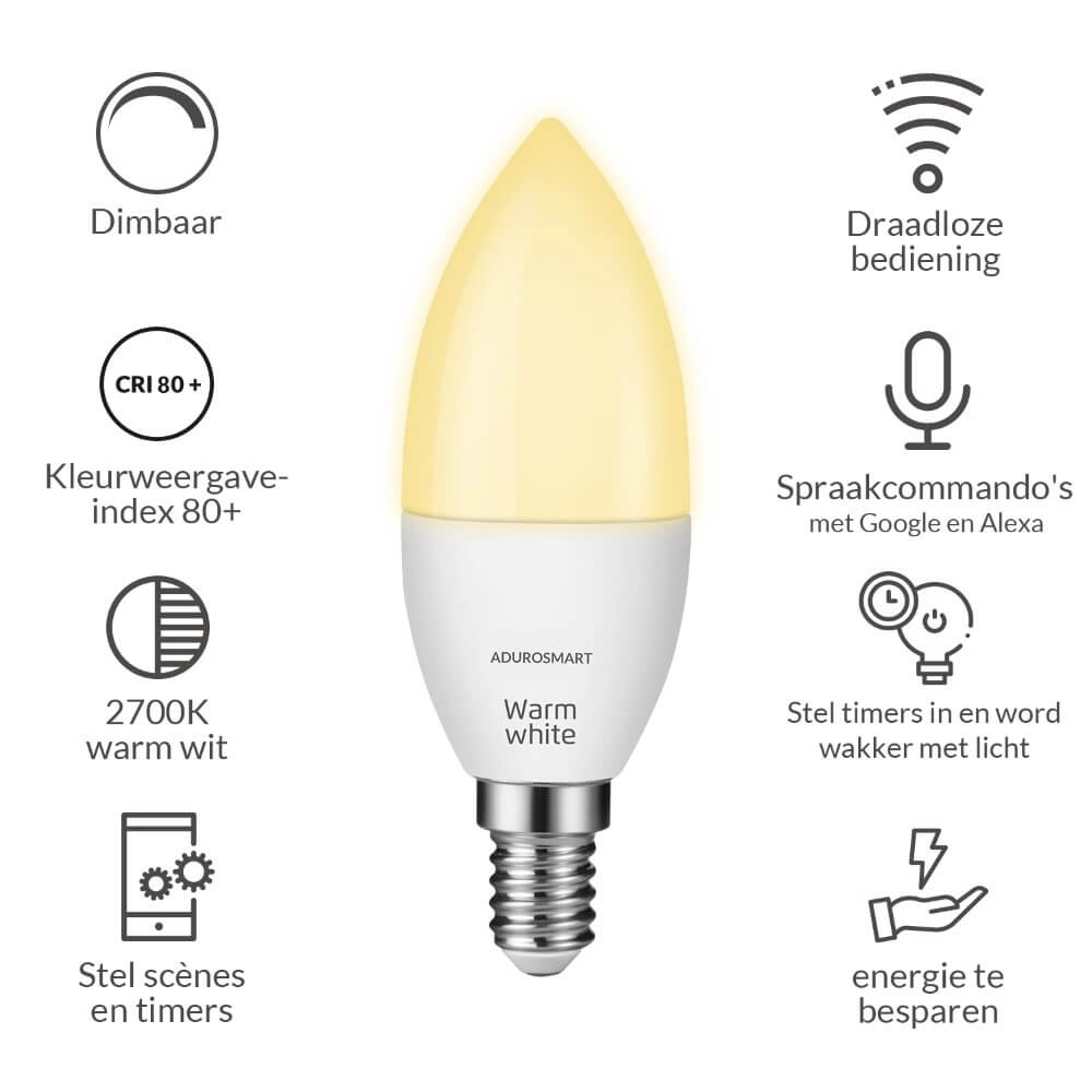 2-pack E14 - 470 lumen - 2700K AduroSmart 852263008619