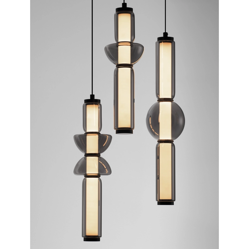 Suspension design Ulon Verre fumé à 3 lumières Suspension design Ulon Verre fumé à 3 lumières
