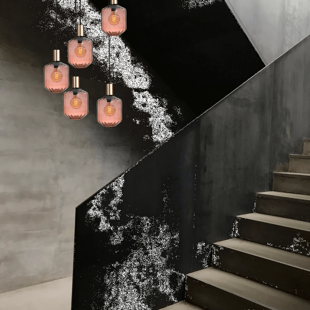 Suspension loft 5 lumières - dorée - Porto avec lunettes rouges Jagger - Ø 24cm Masterlight 8718121271101