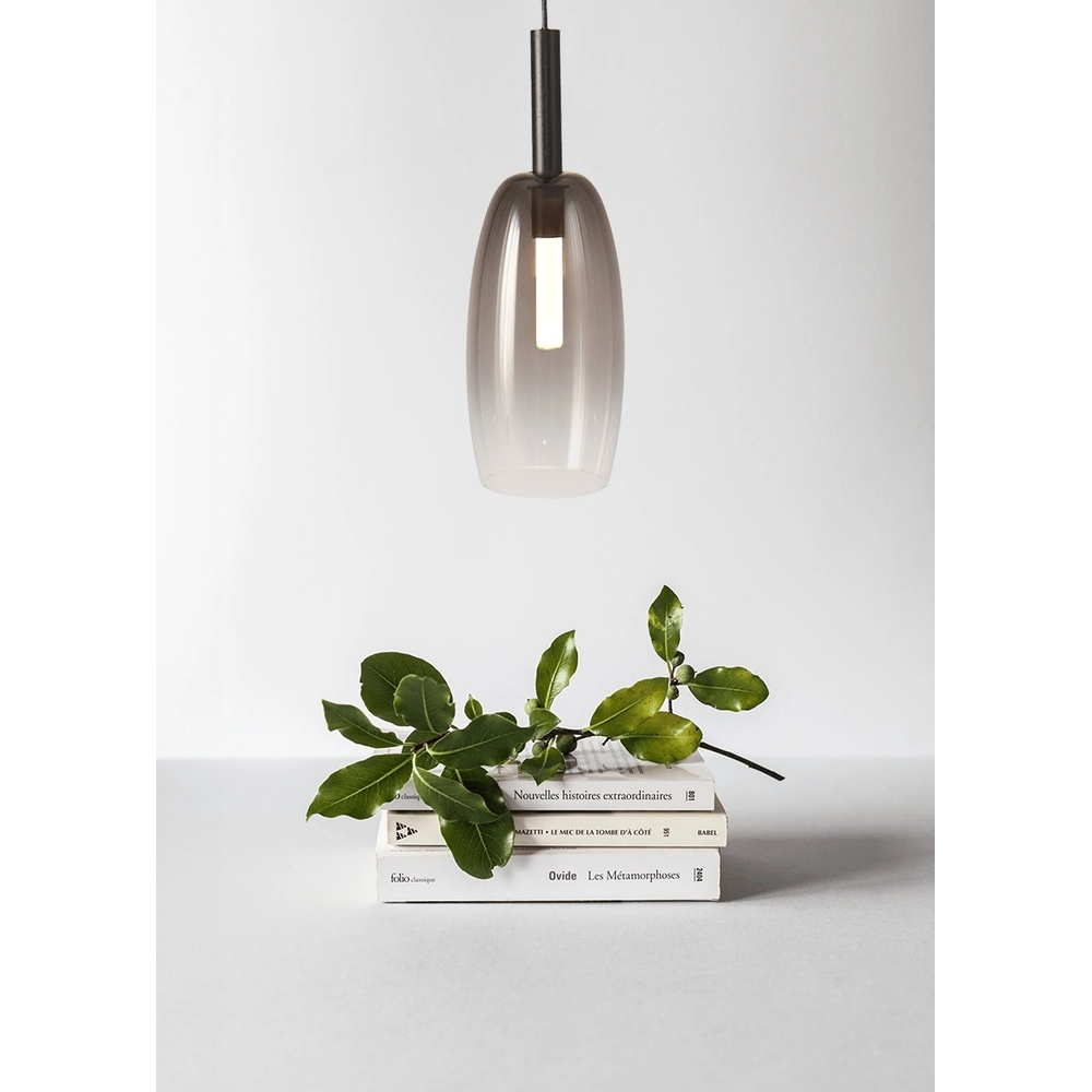 Lampe pendante Ø 11,5 cm Lido Olive avec du verre qui s’estompe à la fumée Masterlight 8718121324722