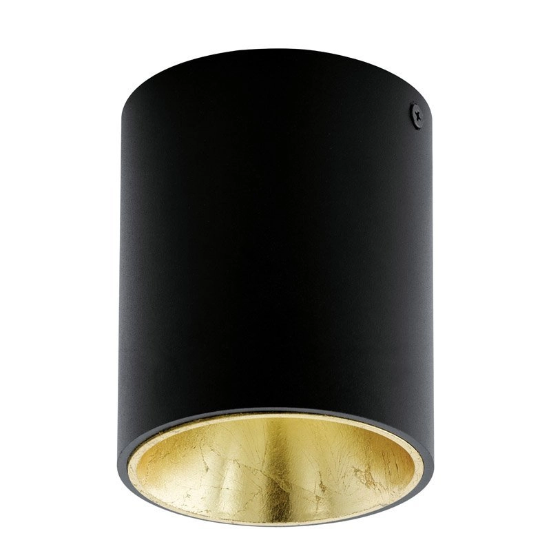 Spot de plafond LED Polasso Round 10 cm noir avec or Spot de plafond LED Polasso Round 10 cm noir avec or