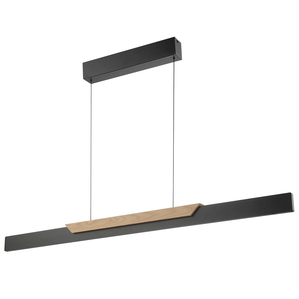 Lampe pendante de conception Arcus noir avec bois Brilliant 4004353463549