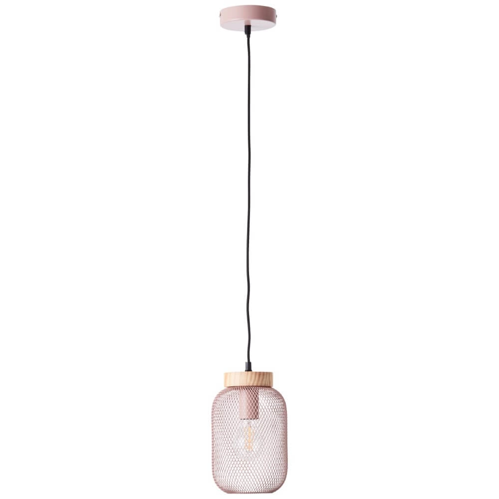 Lampe suspendue rose Giada avec du bois Brilliant 4004353354229