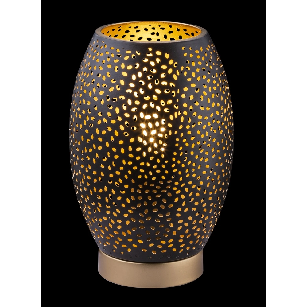 Lampe de table Narri Noir avec or - petits trous Globo 9007371372553