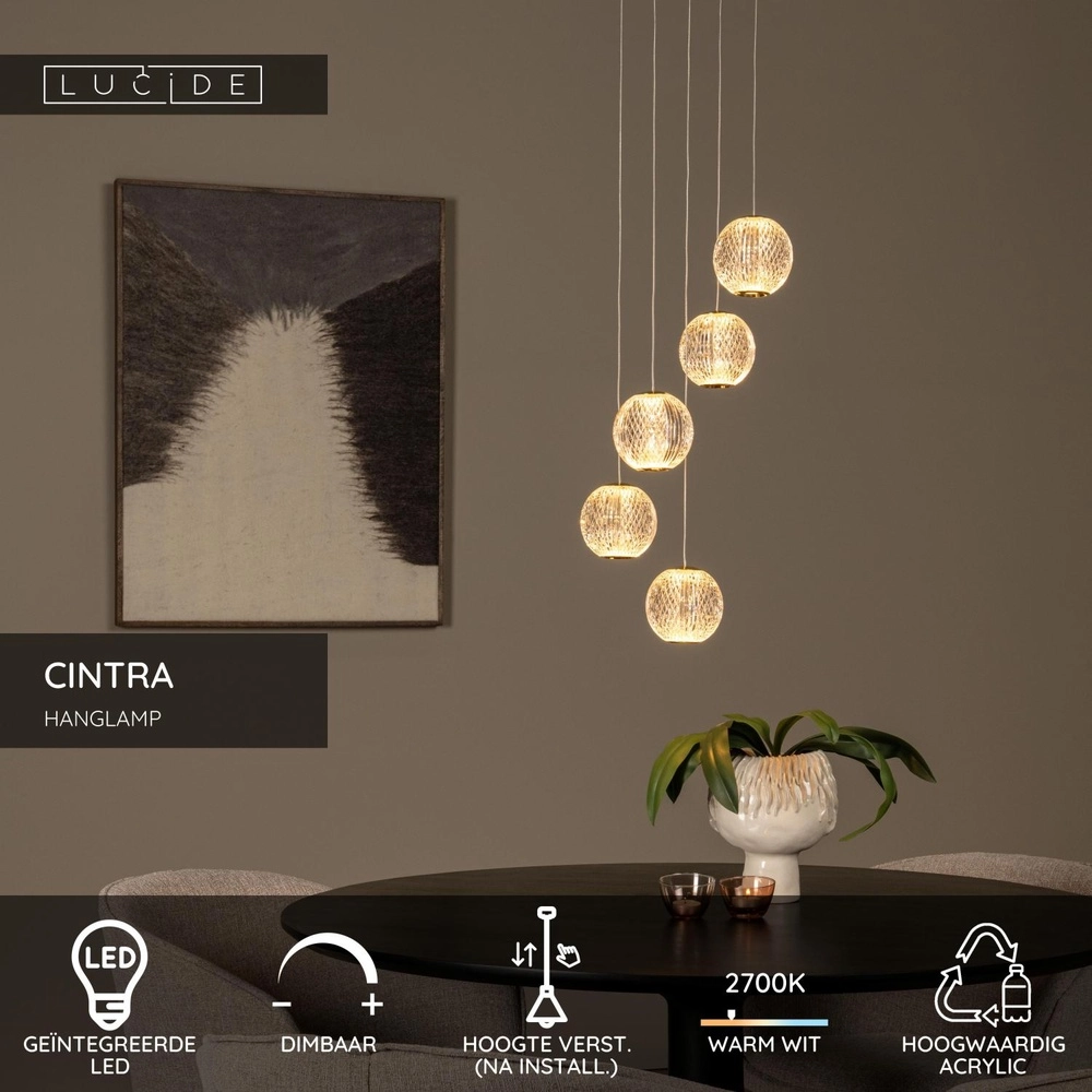 Lampe pendante dorée Cintra Voir 5-light Lucide 5411212134417