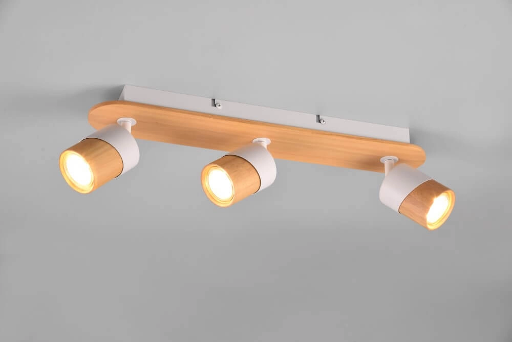 Plafonnier bois et blanc Aruni 3 lumières Trio 4017807565676
