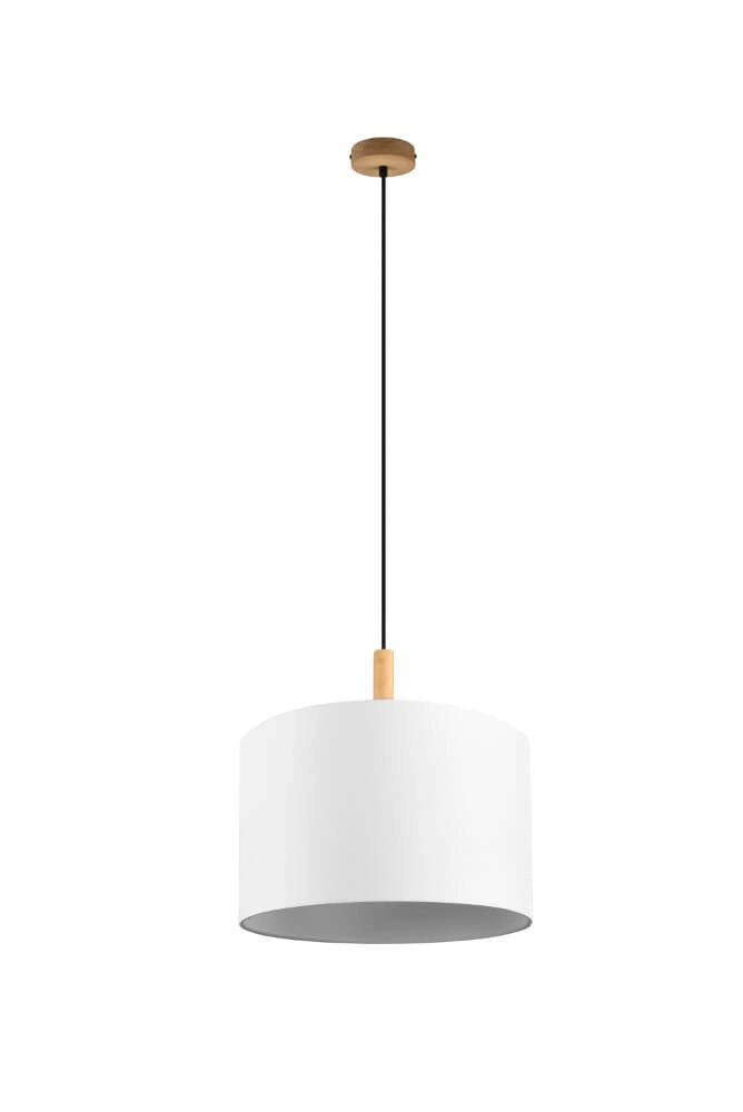 Suspension Korba blanc avec bois brun