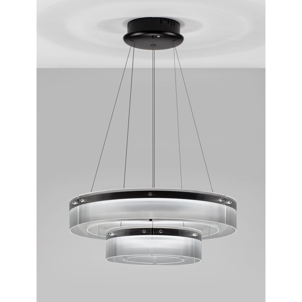 Suspension design Pauline double noir avec verre Ø 70cm Lyora 5212017445360