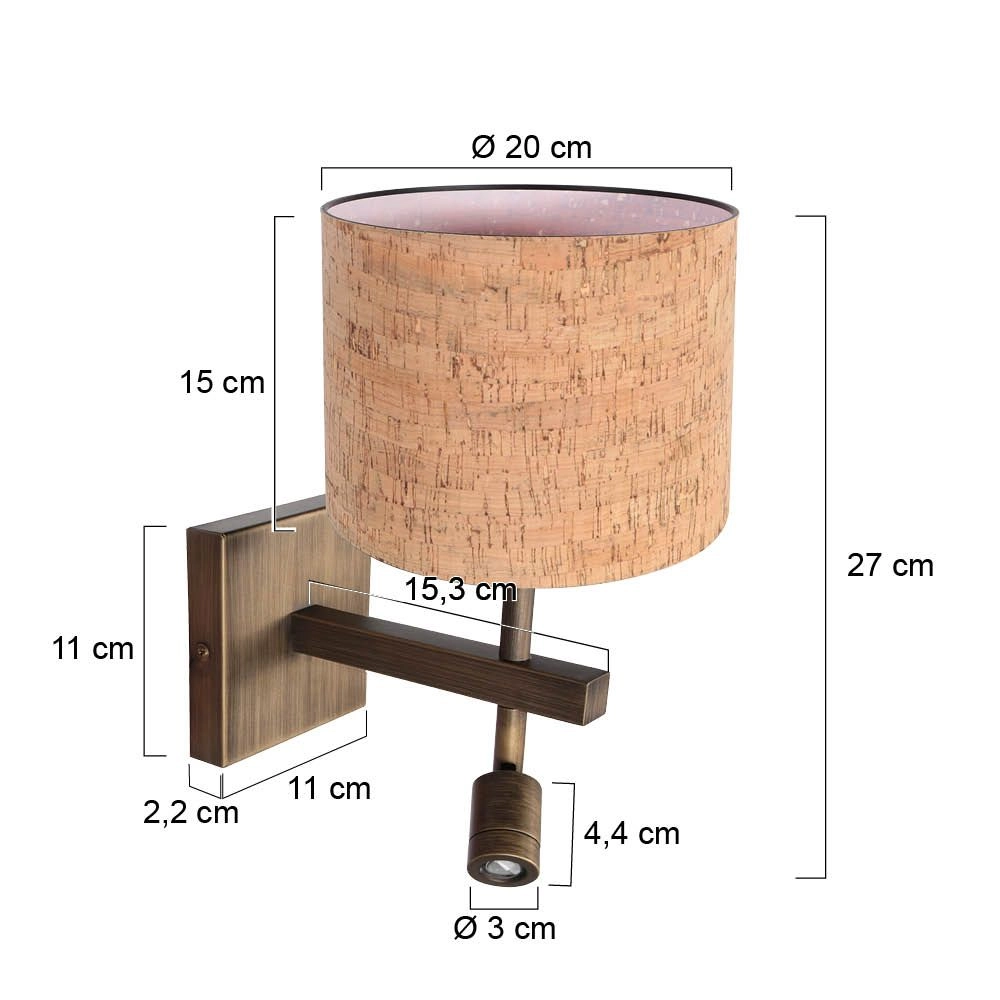 Lampe murale Stang avec un bouchon en liège Steinhauer 8712746189636
