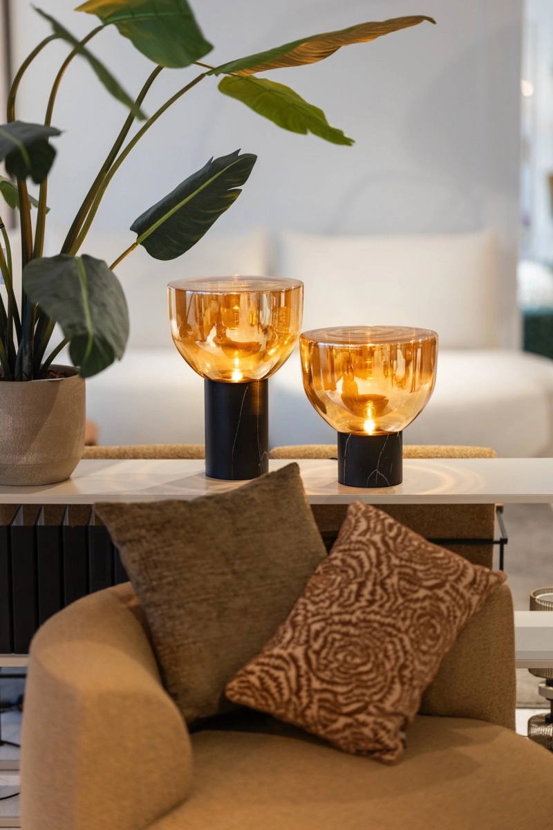 Lampe de table en verre Lana 45cm - aspect marbre ETH 8720195311157