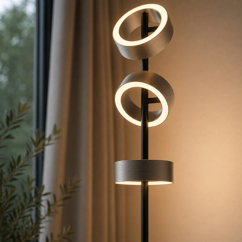 Lampadaire de conception Axion Noir avec brun Brilliant 4004353477171