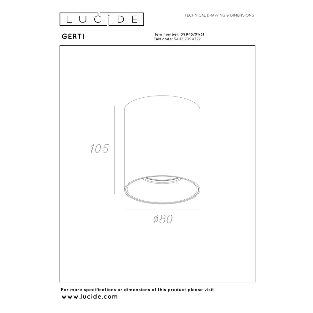 Emplacement monté en surface Gerti Blanc Lucide 5411212094322
