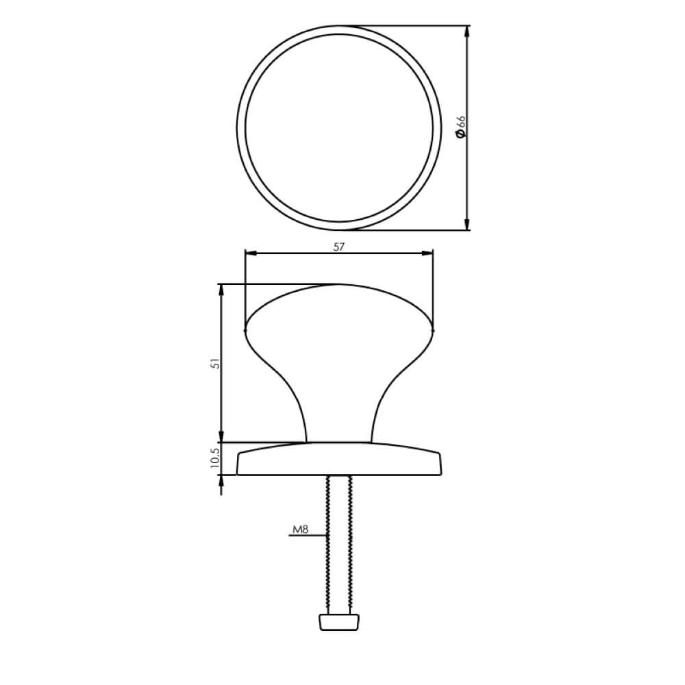 Poignée de porte avant Paddenstoel laiton non laqué Intersteel 8714186018064