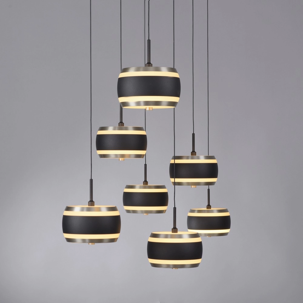 Lampe pendante de table de salle à manger de 7L Pure Falling Rings Black Pearl Paul Neuhaus 4012248396599