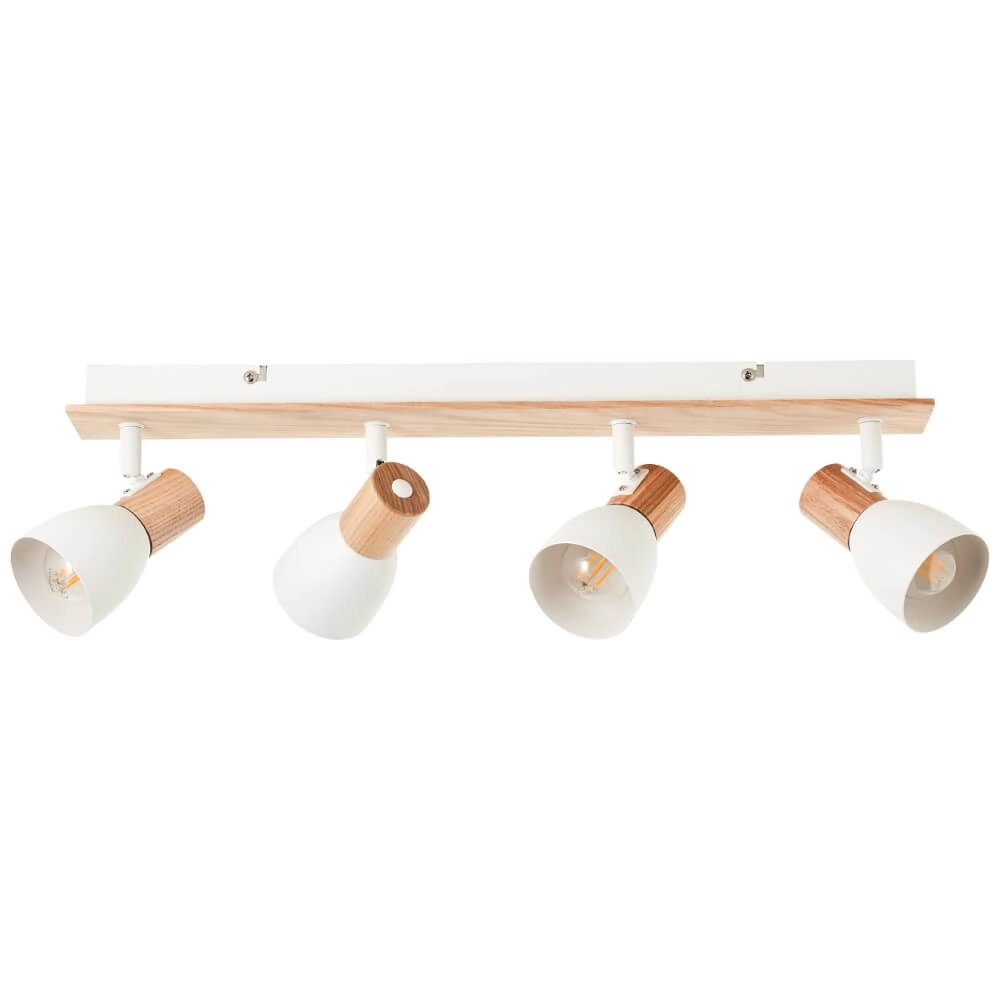 Plafonnier Daintree 4 lumières blanc avec bois Plafonnier Daintree 4 lumières blanc avec bois
