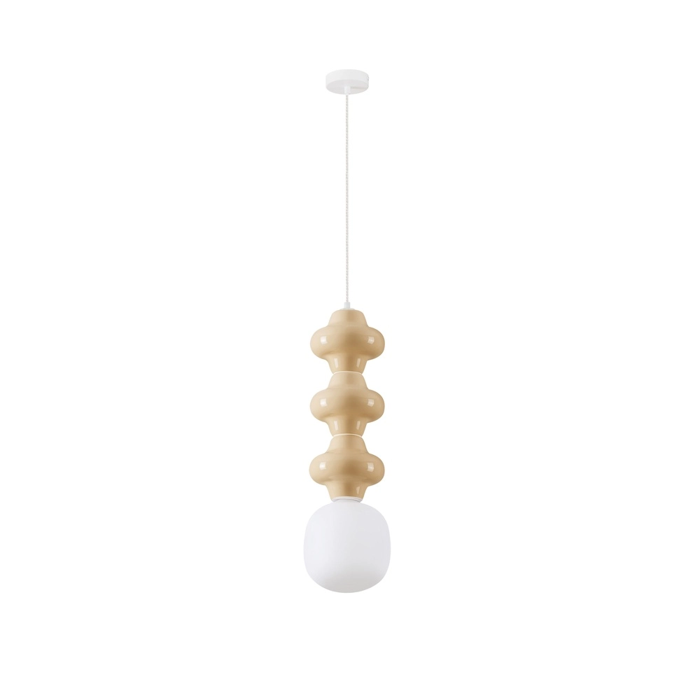 Suspension Clio L céramique jaune avec verre blanc Lyora 5212017461353