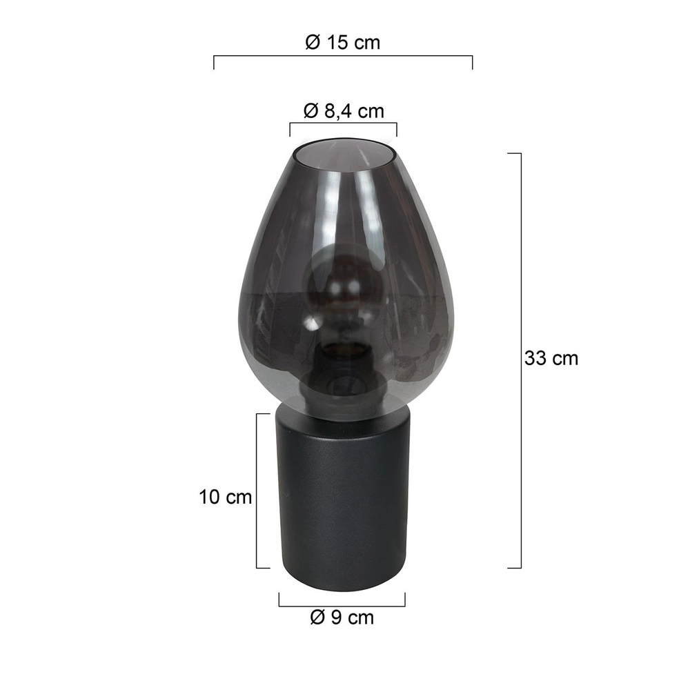 Lampe de table Bloeba verre fumé Ø 15cm Steinhauer 8712746181135