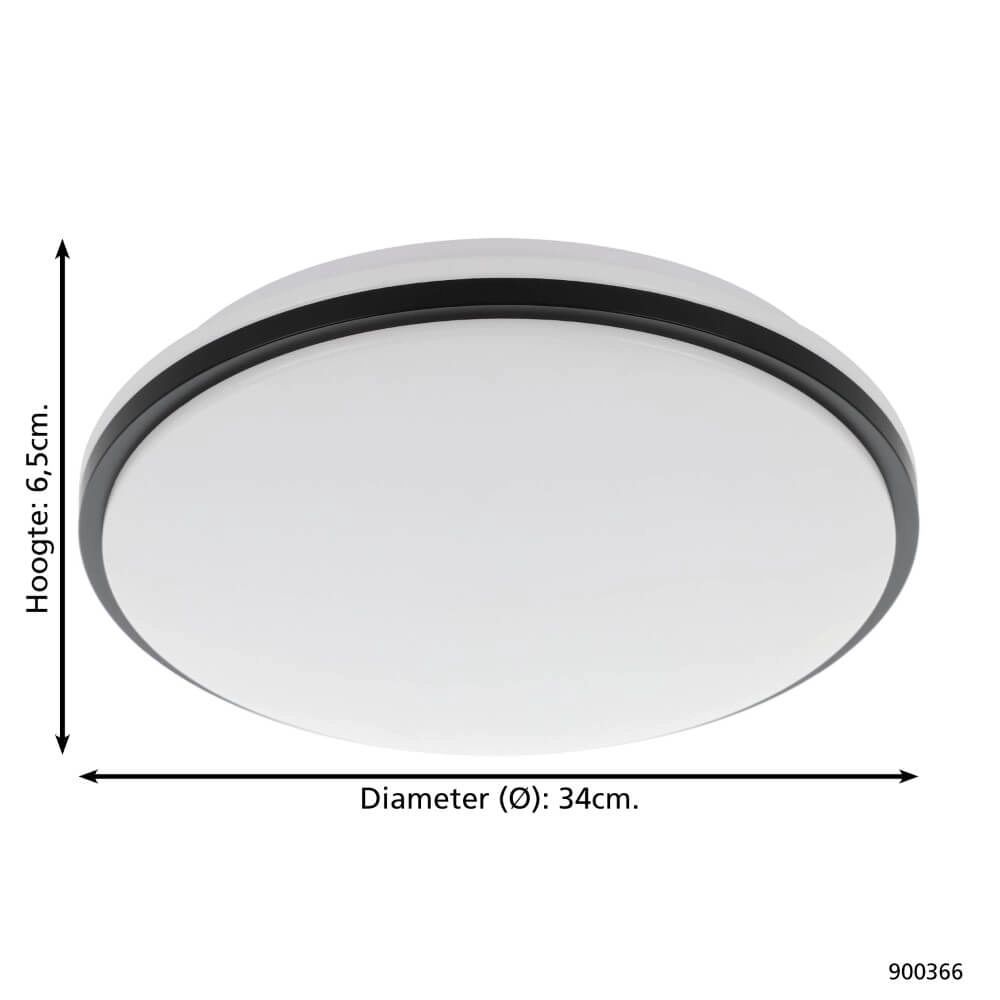 Plafonnier de salle de bain Pinetto Ø 34 cm - noir Eglo 9008606235971