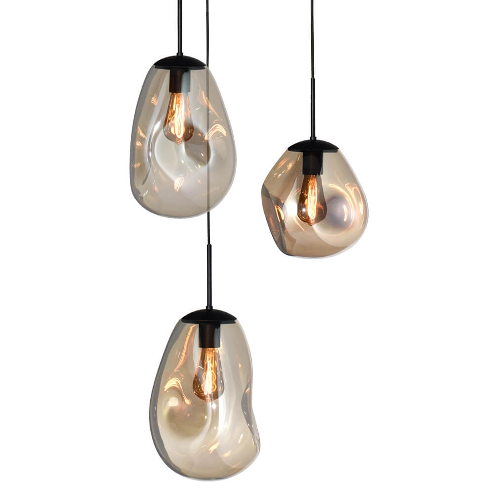 Lampe suspendue Lava 3x verre doré Masterlight 8718121286419