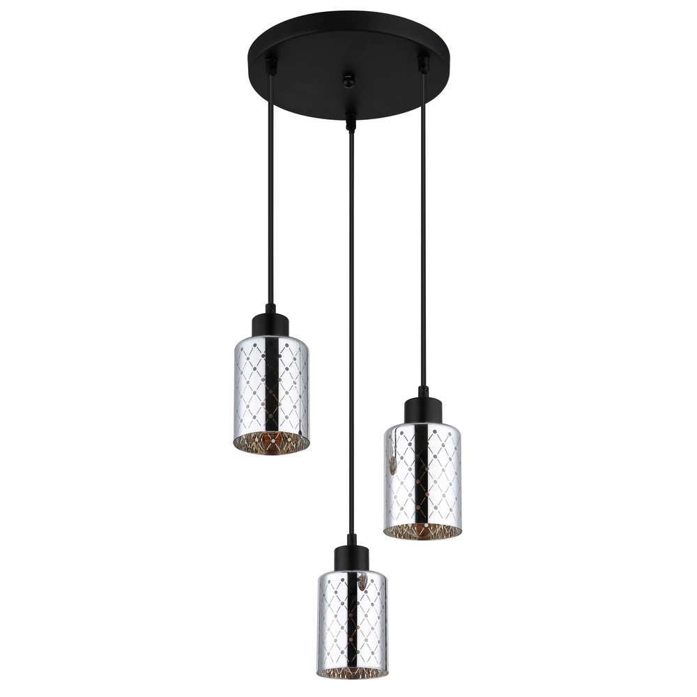 Lampe pendante de conception Alonso Projectile noire à 3 lumières Globo 9007371578252