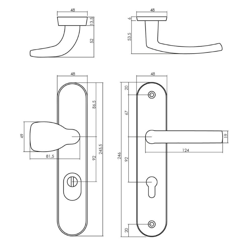 Ferrures de porte d’entrée Vurano PC 92mm nickel mat Intersteel 8714186436677