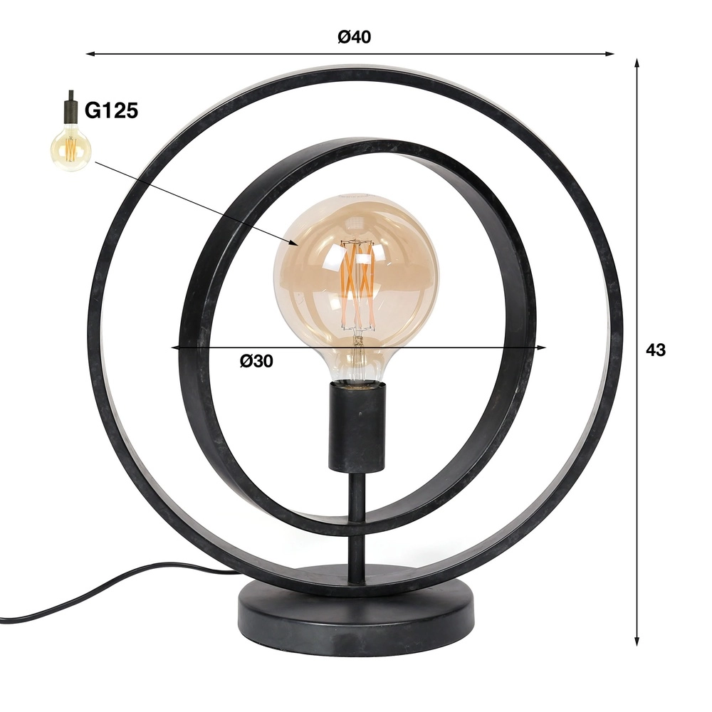 Lampe de table au charbon Turn 1x E27 - Ø 40cm Lyora 8716803513068