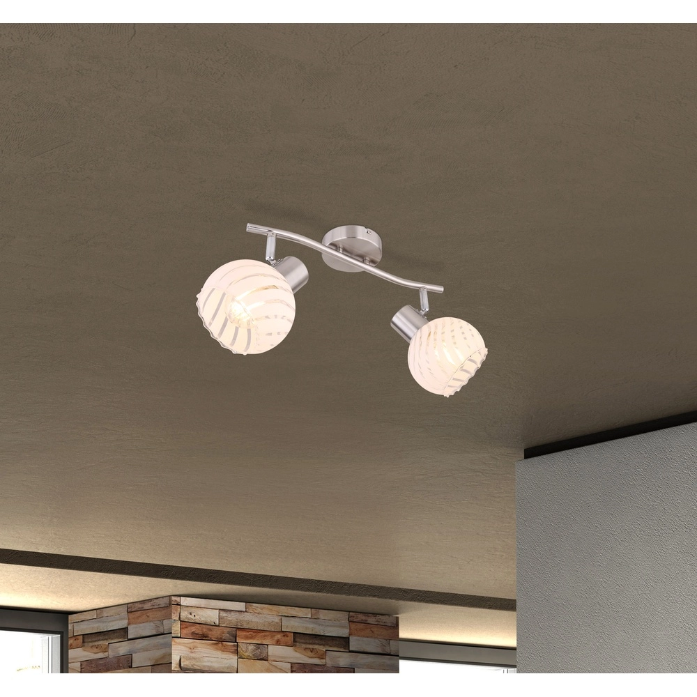 Lampe de plafond Willy Nickel 2-light Globo 9007371406104