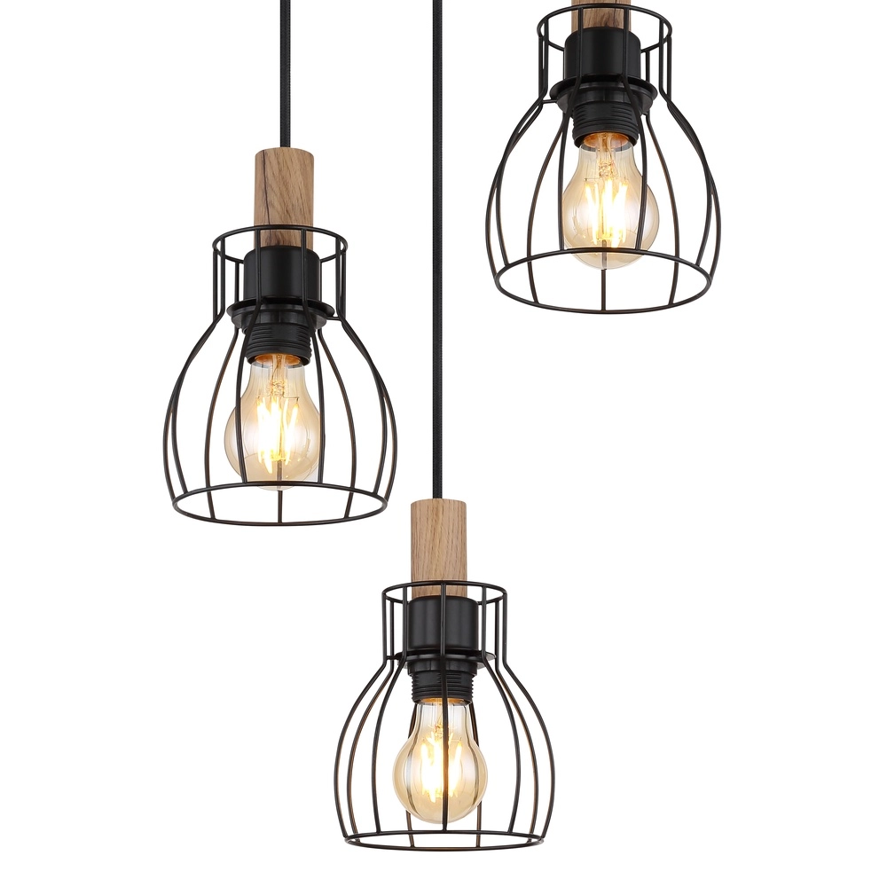 Lampe pendante de campagne Mina Round à 3 lumières Globo 9007371432431