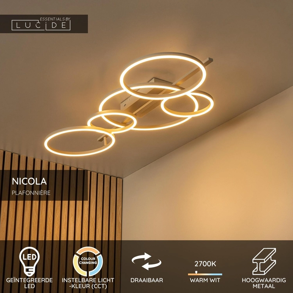 Lampe de plafond moderne Nicola brun sable Lucide 5411212531186