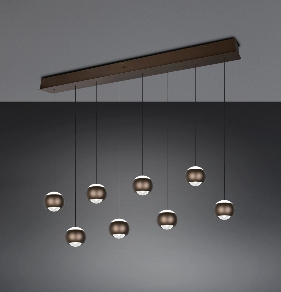 Suspension LED à 8 lumières Orbit Table à manger - Marron platine Trio 4017807686616