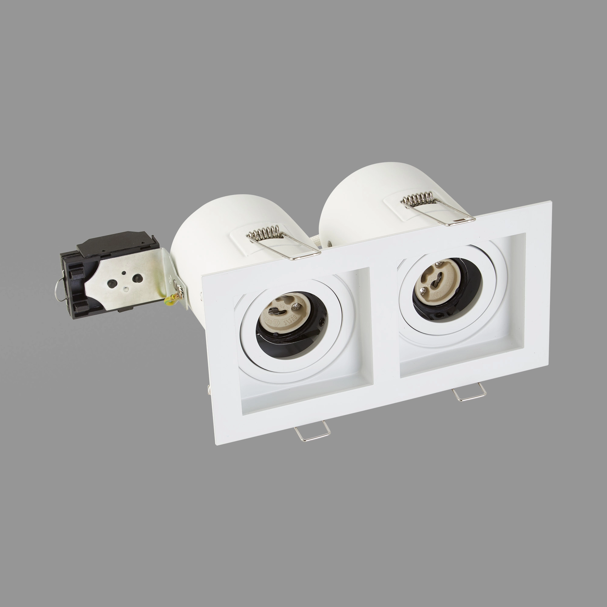 Projecteur rectangulaire encastré Grid Blanc à deux lumières Lyora 5053423307176