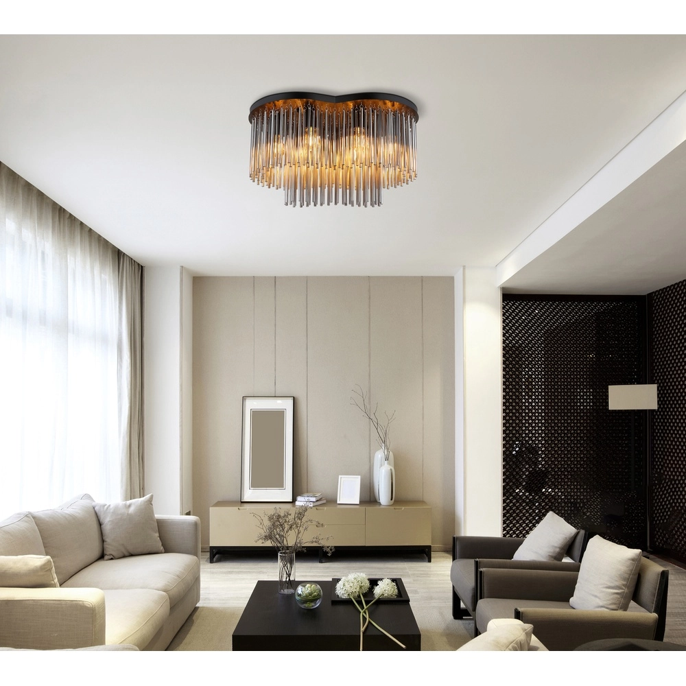 Lampe de plafond Gorley noir avec des tiges en verre Globo 9007371528622
