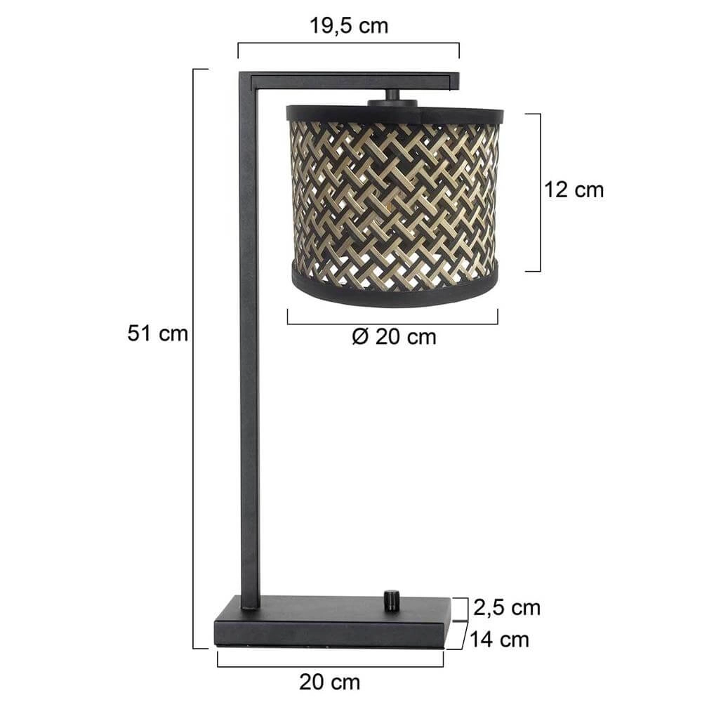 Lampe de table Stang avec variateur et abat-jour en bambou Steinhauer 8712746172140