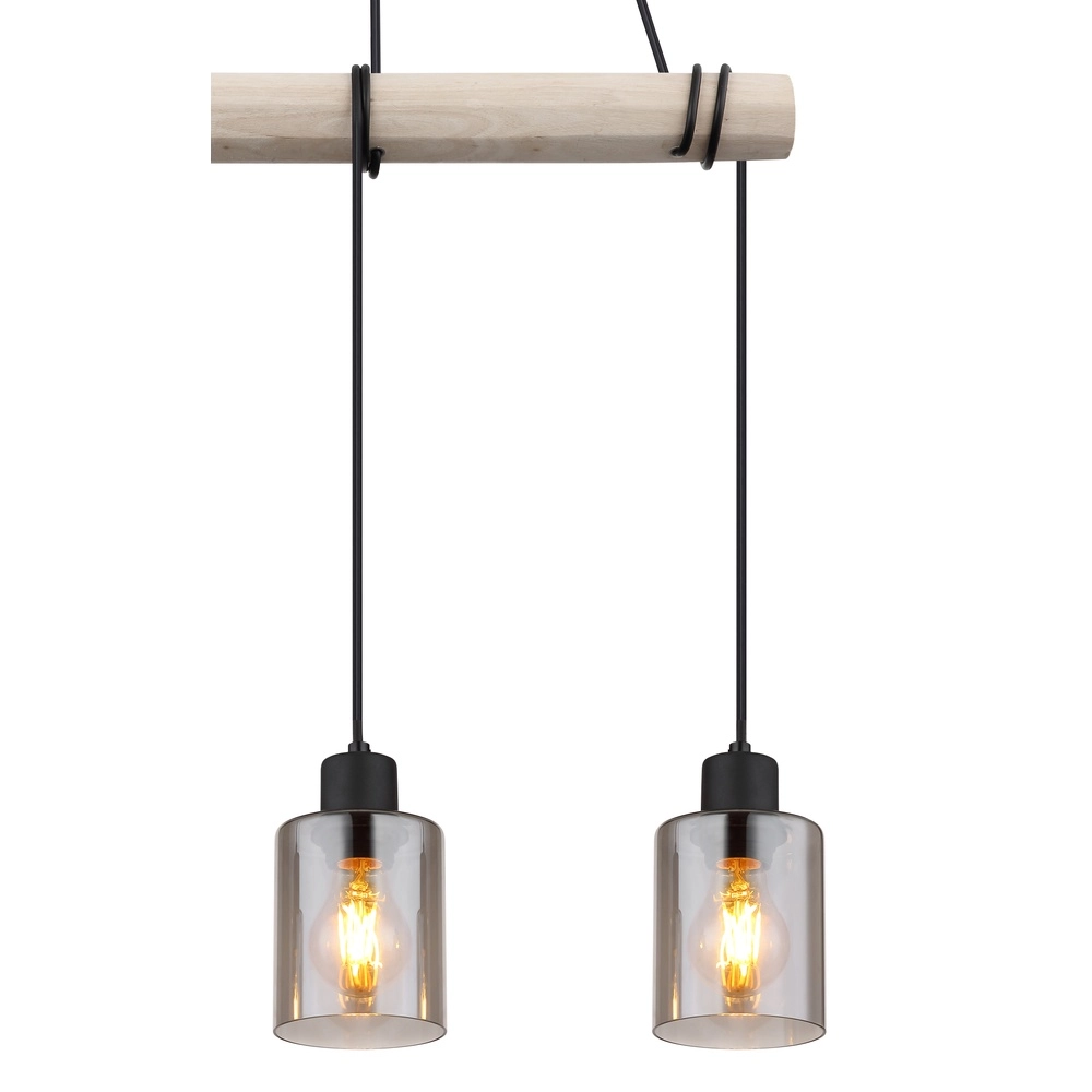 Lampe pendante à 3 lampes Hadera noir avec verre fumé Globo 9007371438419