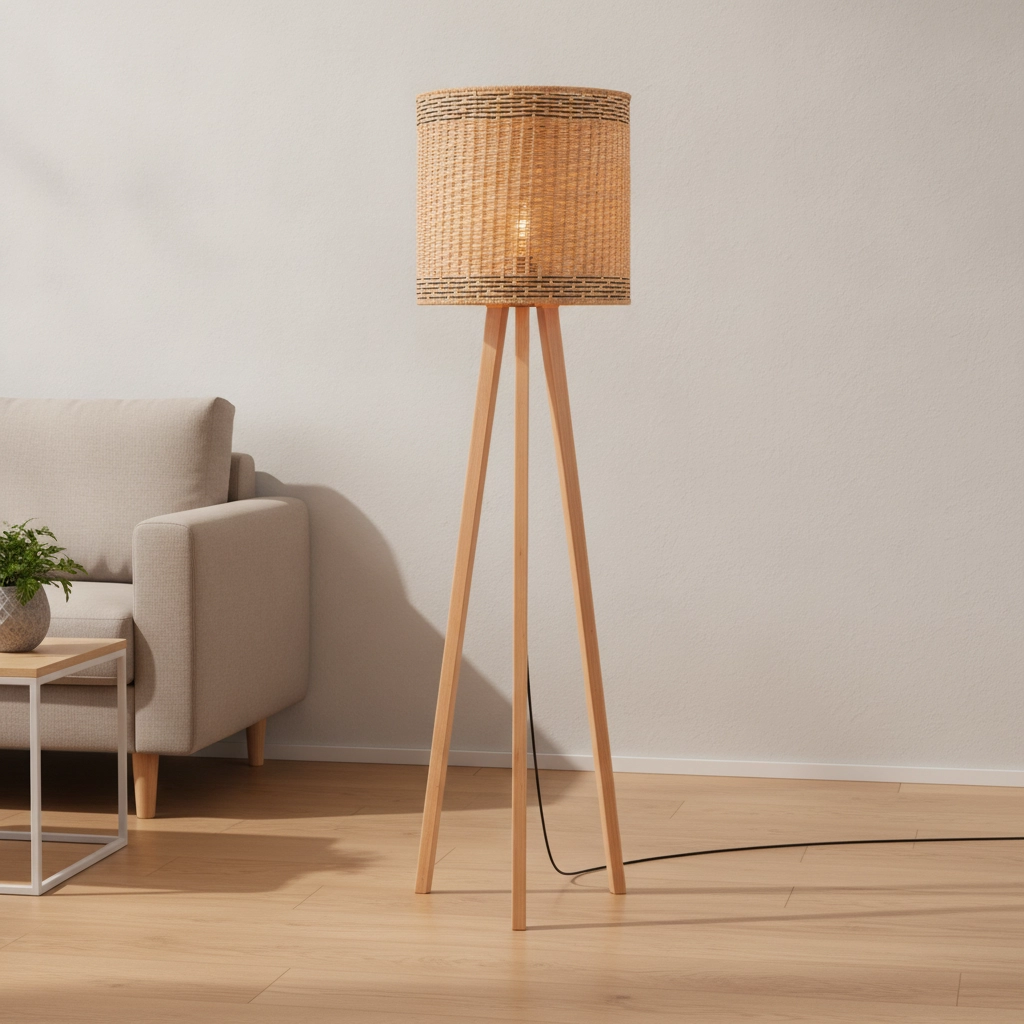 Lampadaire Plette Rotin